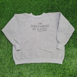 Vintage 80s Stupid Dumb Sweatshirt Women XL 23x22 Idiots Crop